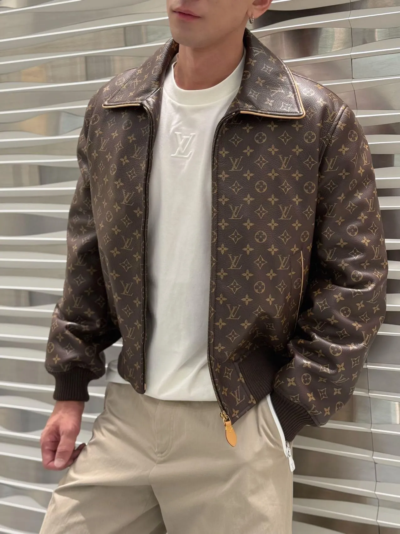 Louis Vuitton/Louis Vuitton old flower printed leather jacket